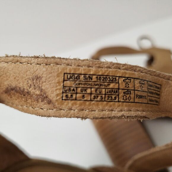 UGG Harris Sandals Womens 6.5 Chestnut Lace Up Strappy Gladiator Block Heel - Picture 8 of 8